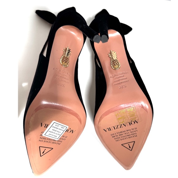 Aquazzura Black Suede Bow Tie Pumps 105 US8.5 / IT38.5 - Picture 15 of 16